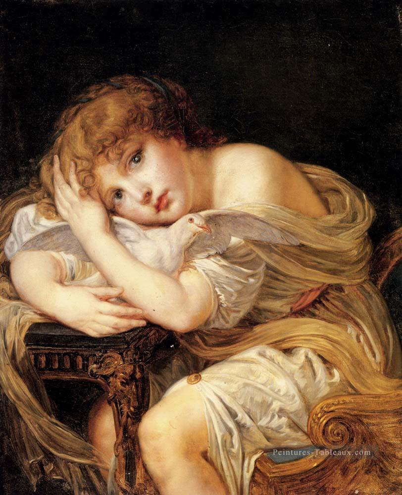 La Jeune Fille Un portrait de La Colombe Jean Baptiste Greuze Peintures à l'huile